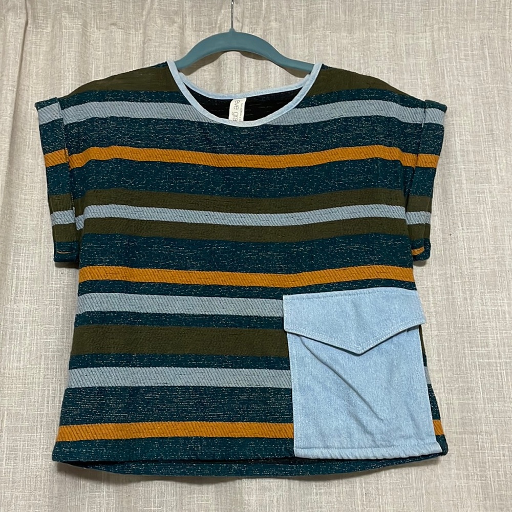 EUC Eve Gravel size small striped woven top